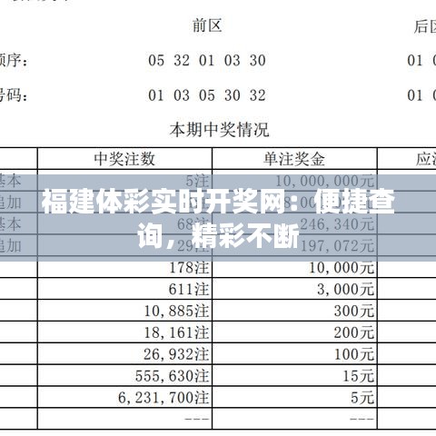 福建体育彩票开奖结果查询，便捷、透明、公正的购彩体验